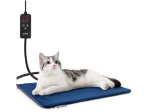 Pecute Cat Heating Pad Indoor - 6 Adjustable Temperature With Timer, Dual-Resistant Cable, Waterproof Layer, Heated Bed Mat Blanket for Cats and Dogs 