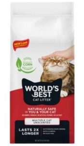 WORLD'S BEST CAT LITTER Multiple Cat Unscented, 32-Pounds - Natural Ingredients, Quick Clumping, Flushable, 99% Dust Free & Made in USA - Long-Lasting Odor Control & Easy Scooping 