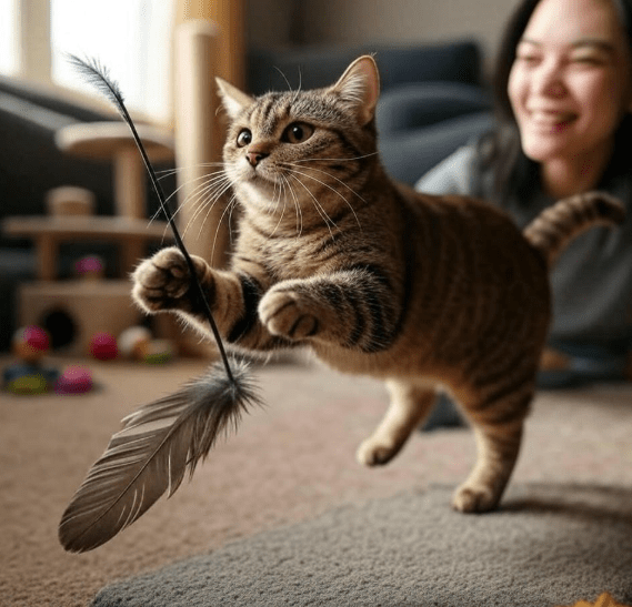 A moment of playful interaction
