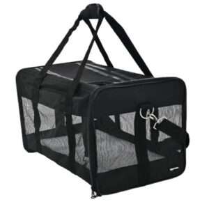 Amazon Basics Soft-Sided Mesh Pet Travel Carrier for Dog, Cat, up to 22 pounds, 19.7" L x 12" W x 12" H, Black
